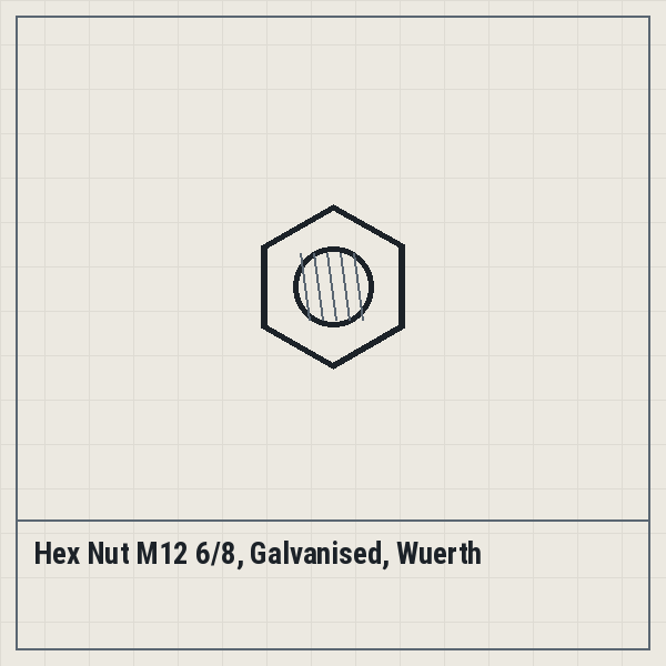 Hex Nut M12 6/8, Galvanised, Wuerth