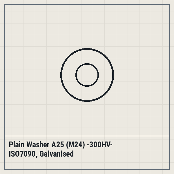 Plain Washer A25 (M24) -300HV- ISO7090, Galvanised