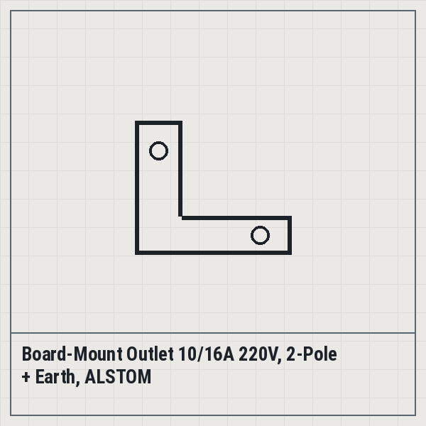 Board-Mount Outlet 10/16A 220V, 2-Pole + Earth, ALSTOM