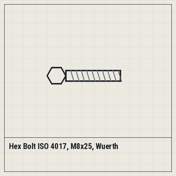 Hex Bolt ISO 4017, M8x25, Wuerth