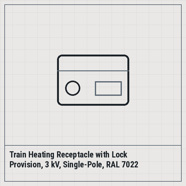 Train Heating Receptacle with Lock Provision, 3 kV, Single-Pole, RAL 7022