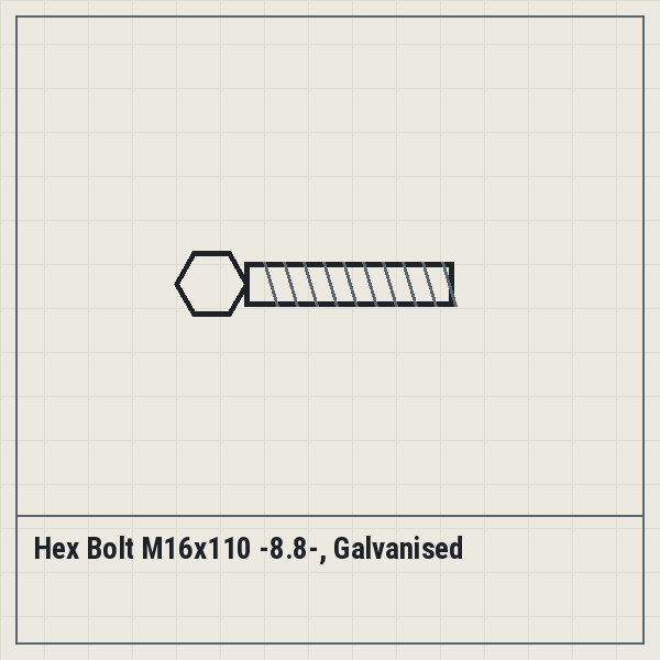 Hex Bolt M16x110 -8.8-, Galvanised