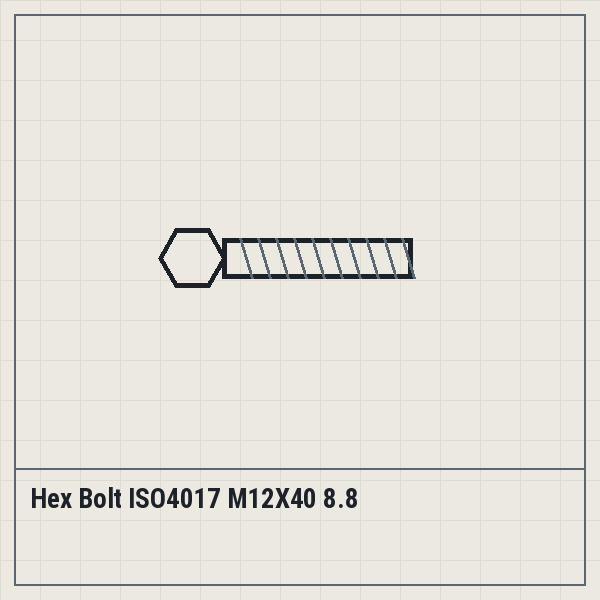 Hex Bolt ISO4017 M12X40 8.8