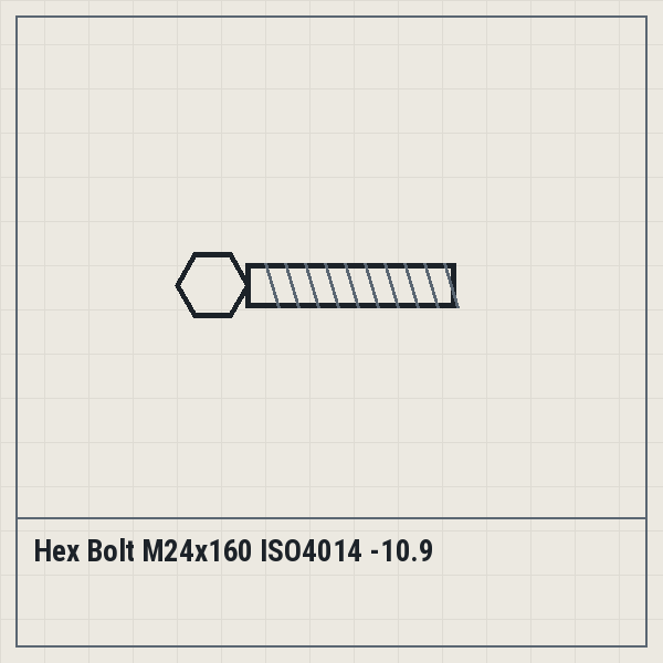 Hex Bolt M24x160 ISO4014 -10.9