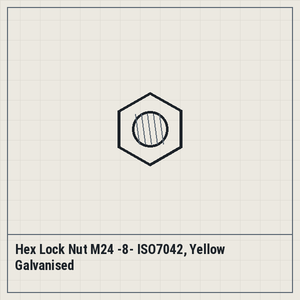 Hex Lock Nut M24 -8- ISO7042, Yellow Galvanised